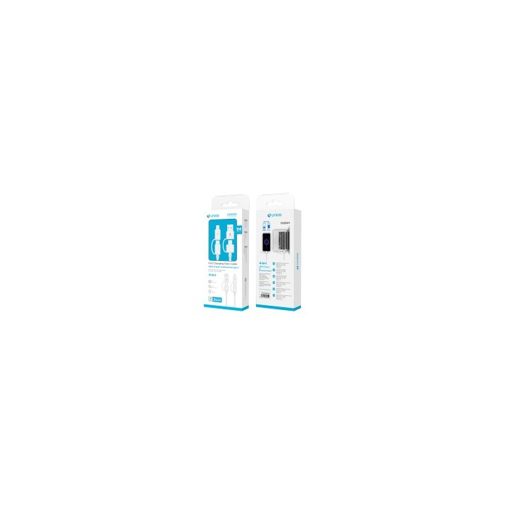 Cable USB Tipo C de 3A - Longitud 1m - 4 en 1 Blanco