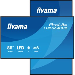 iiyama LH8664UHS-B3AG pantalla de señalización Pantalla plana para señalización digital 2,17 m (85.6") Wifi 500 cd / m² 4K