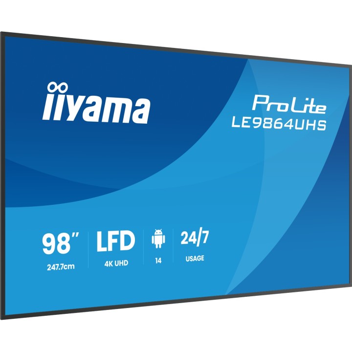 iiyama LE9864UHS-B1AG pantalla de señalización Pantalla plana para señalización digital 2,49 m (98") Wifi 500 cd / m² 4K Ultra