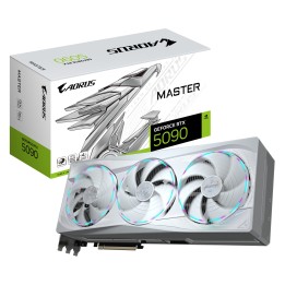 GIGABYTE AORUS GeForce RTX 5090 MASTER ICE 32G Tarjeta Gráfica - 32GB GDDR7, 512 bits, PCI-E 5.0, 2655MHz Frecuencia Base, 3 x