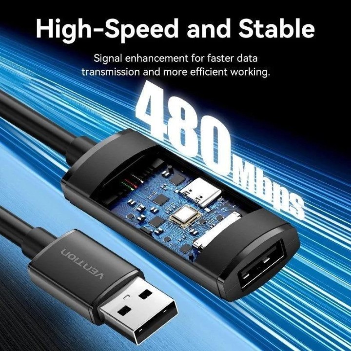 CABLE ALARGADOR USB-A VENTION AMPLIFICADO 2.0 TIPO USB-A/M - USB-A/H 5M