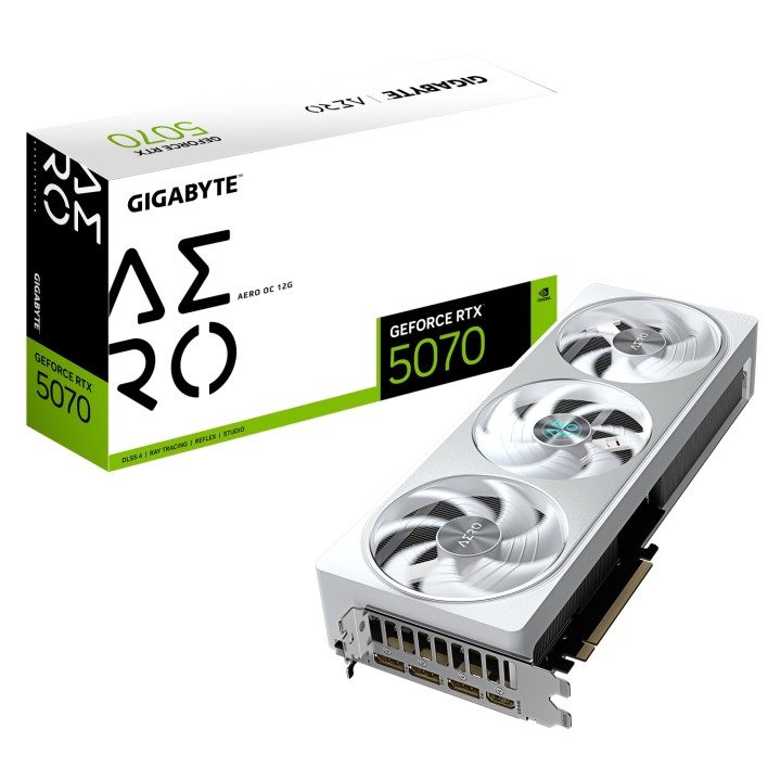 GIGABYTE GeForce RTX 5070 AERO OC 12G Tarjeta Gráfica - 12GB GDDR7, 192 bits, PCI-E 5.0, XXXX MHz Core Clock, 3 x DP 2.1a, 1 x