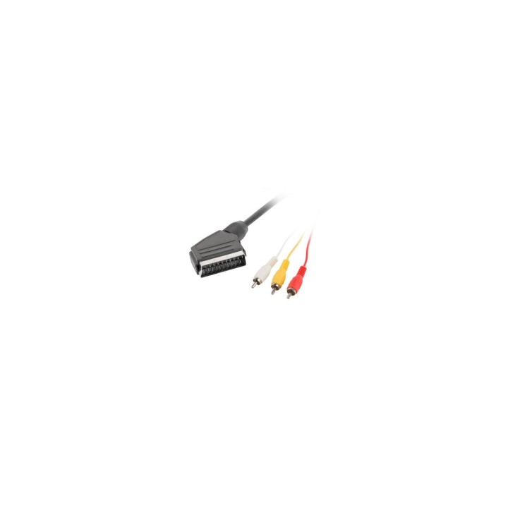 CABLE LANBERG EUROCONECTOR A RCA SCART MACHO A 3X RCA MACHO 1.8M NEGRO CA-EURC-10CC-0018-BK