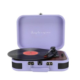 Prixton VC600 Tocadiscos con Grabación a USB, Radio FM y Salidas AUX y RCA Lila