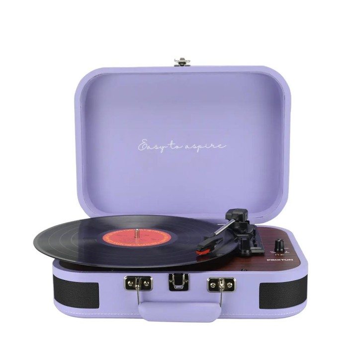 Prixton VC600 Tocadiscos con Grabación a USB, Radio FM y Salidas AUX y RCA Lila