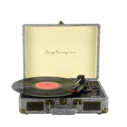 Prixton VC400 Tocadiscos Maletín con Grabación a USB, y Salids Aux y RCA Gris