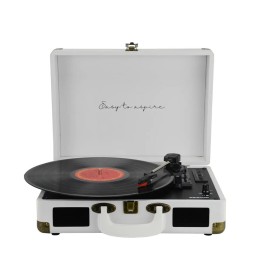 Prixton VC400 Tocadiscos Maletín con Grabación a USB, y Salids Aux y RCA Blanco