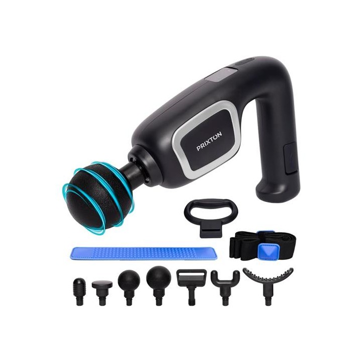Prixton Pistola de Masaje Power Flex con 6 Velocidades, 7 Cabezales 7 2.800rpm
