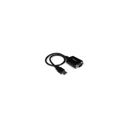 StarTech.com Cable Profesional de USB a Puerto Serie Serial RS232 DB9 con Retención del Puerto COM - 0.42m Negro