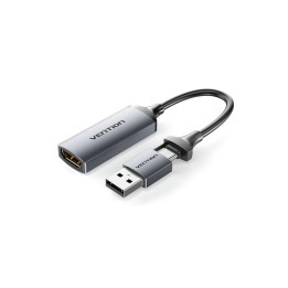 Vention ACWHA adaptador de cable de vídeo 0,1 m HDMI tipo A (Estándar) USB Type-C + USB Type-A Gris