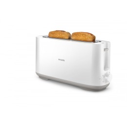 Philips Daily Collection Tostadora de plástico con ranura larga y función para panecillos