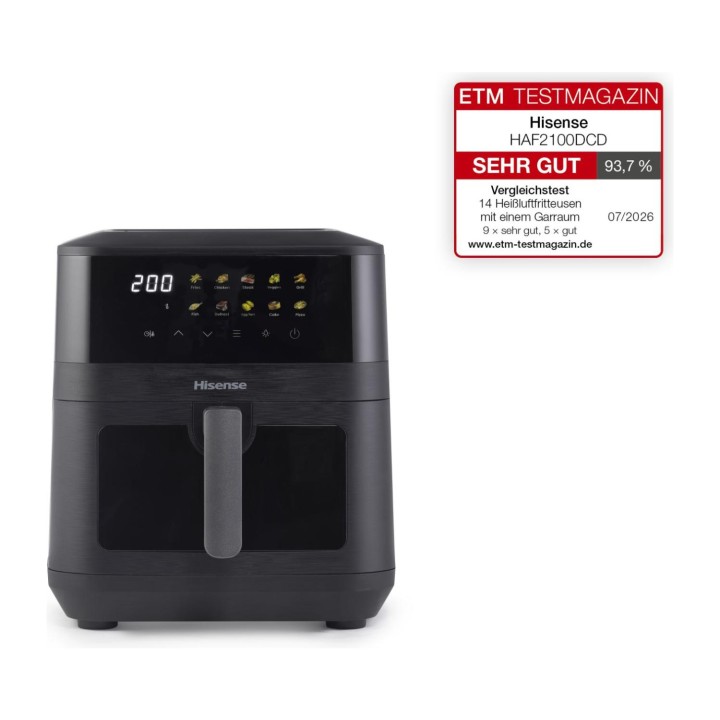Hisense HAF2100DCD Sencillo 7,7 L 2100 W Freidora de aire caliente Negro