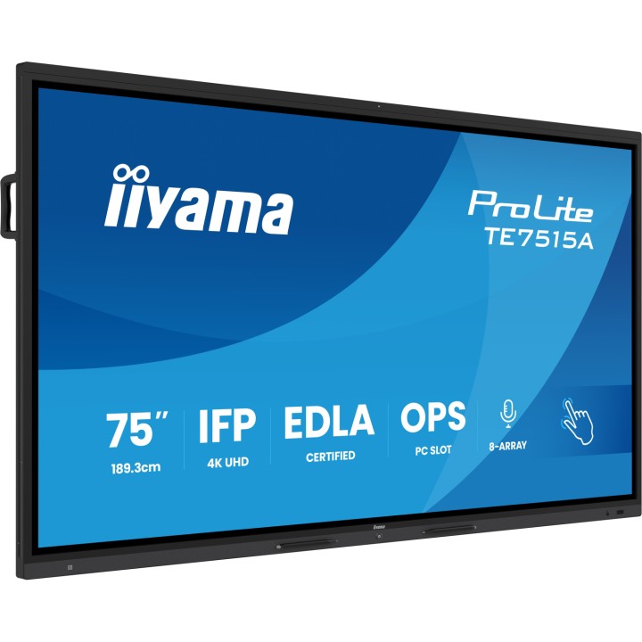 iiyama TE7515A-B2AG pantalla de señalización Diseño de quiosco 190,5 cm (75") Wifi 550 cd / m² 4K Ultra HD Negro Pantalla