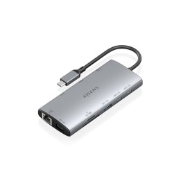 AISENS USB-C Dock 10 en 1, USB-C a 1xHDMI, 1xDisplayPort, 1xRJ45, 1xUSB-A 10G, 1xUSB-A 5G, 2xUSB-C 10G, 1xUSB-C PD100W, 1xSD,