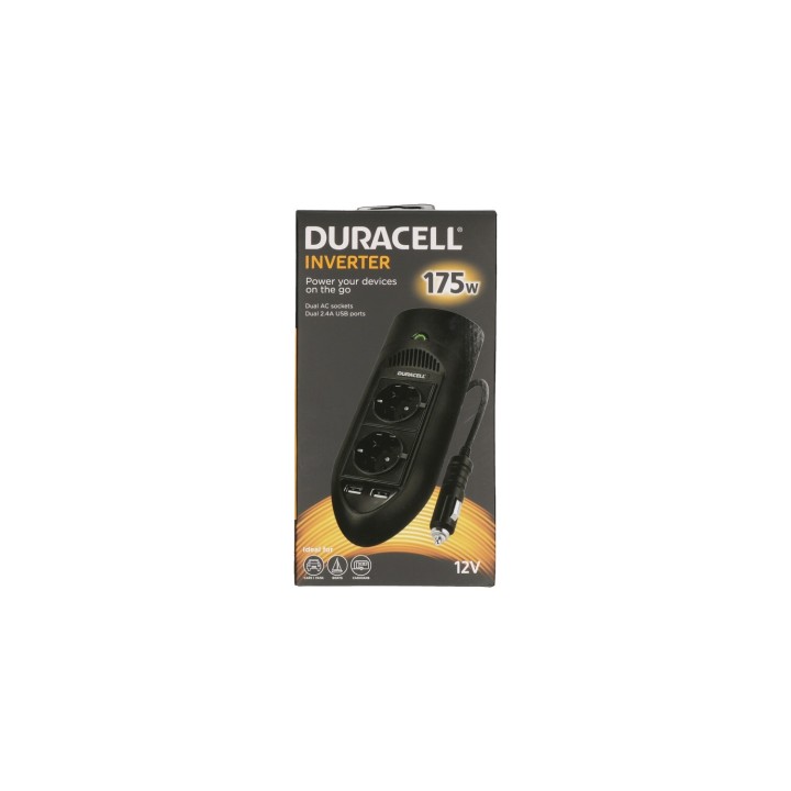 DURACELL adaptador e inversor de corriente Interior 175 W Negro