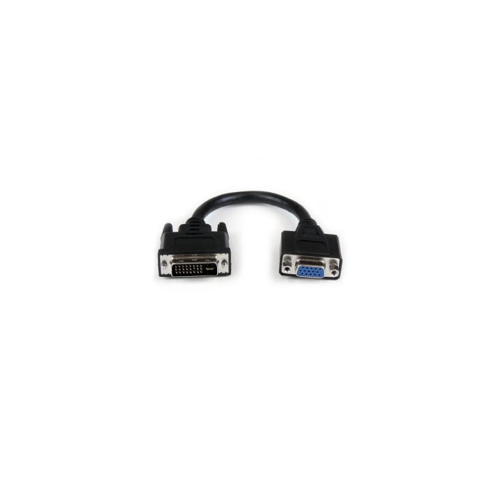 StarTech.com Adaptador Conversor de 20cm DVI-I a VGA - DVI-I Macho - HD15 Hembra - Cable Convertidor Negro