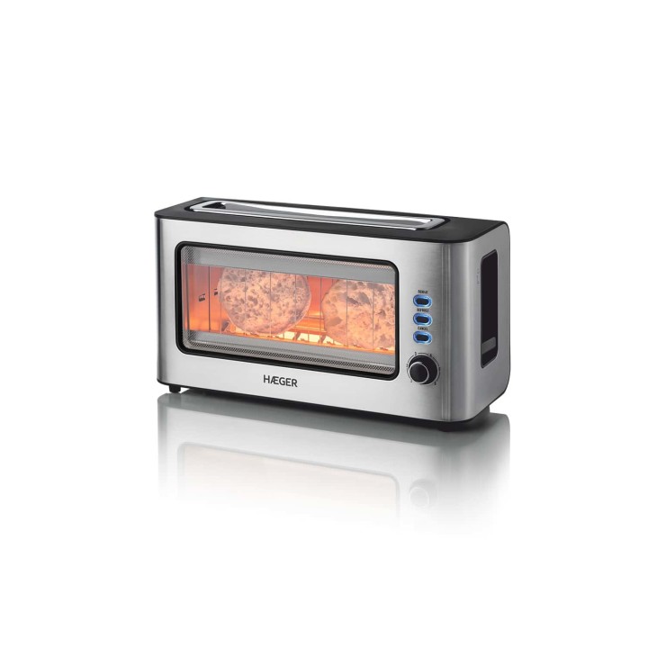 Haeger TO-100.014A tostadora 6 2 rebanada(s) 1000 W Negro, Acero inoxidable