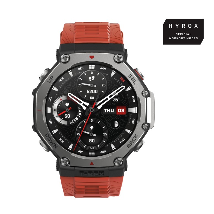 Amazfit T-Rex 3 Lava 3,81 cm (1.5") AMOLED 48.5 mm Digital 480 x 480 Pixeles Pantalla táctil Negro, Acero inoxidable GPS