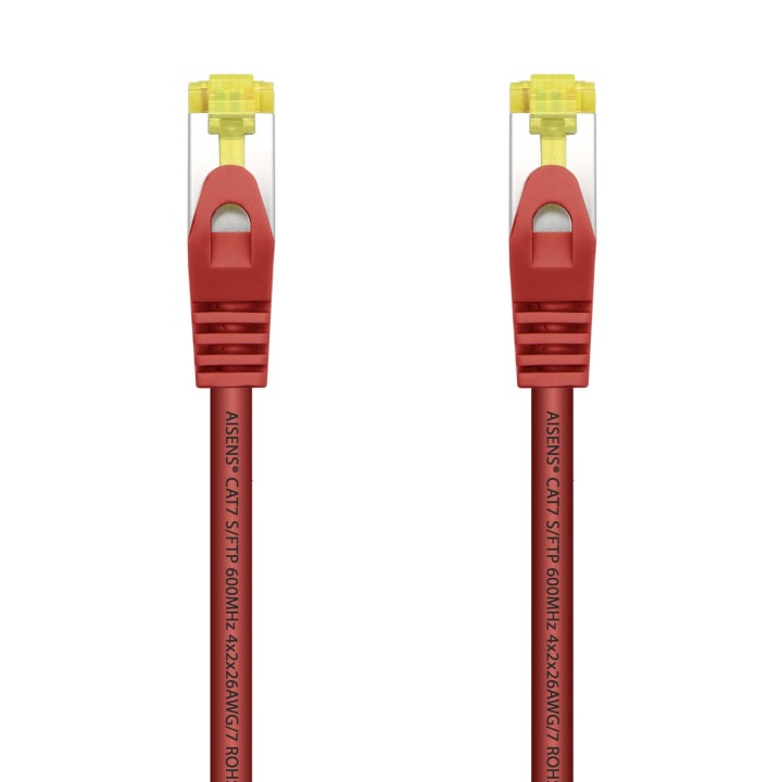 AISENS Cable De Red Latiguillo RJ45 LSZH Cat.7 600 MHz S/FTP PIMF AWG26, Rojo, 25 cm