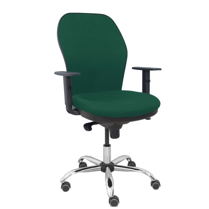 Piqueras y Crespo Silla Jorquera respaldo bali verde botella asiento bali verde botella base cromada y ruedas parqu