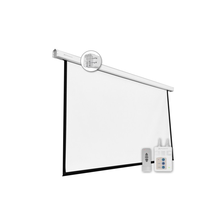 Pantalla electrica videoproyector phoenix pared y techo 135p 300x300cm posicion ajustable carcasa blanca tela super resistente