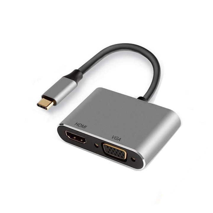 Ewent EW9700 adaptador de cable de vÍ­deo 0,15 m USB Tipo C HDMI + VGA (D-Sub) Negro, Plata