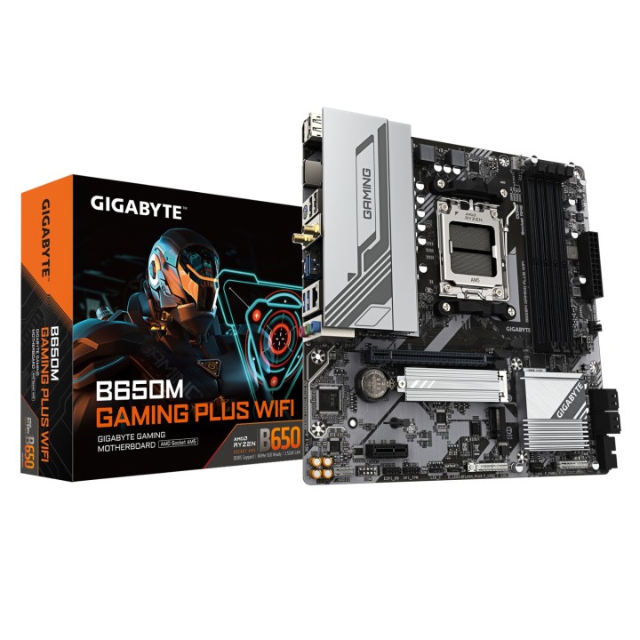 GIGABYTE B650M GAMING PLUS WIFI Placa base - Procesadores AMD Ryzen 9000, VRM de 5+2+2 fases, hasta 8000 MHz DDR5, 2xPCIe 4.0
