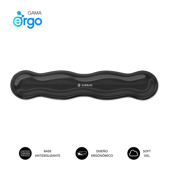 SUBBLIM Ergo Crystal Flex descansa muñecas Gel Negro