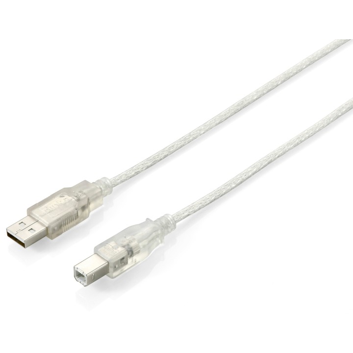 Equip 128651 Cable USB 2.0 Tipo A a Tipo B, 3,0 m , Plata transparente