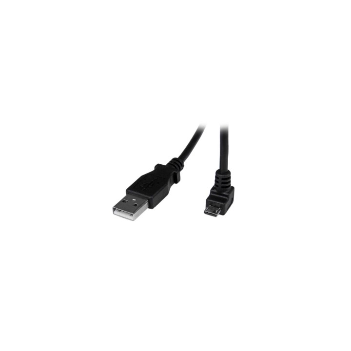 StarTech.com Cable Adaptador 2m USB 2.0 Tipo-A Macho a Micro USB B Macho Acodado en Íngulo hacia Abajo para Telefono Movil