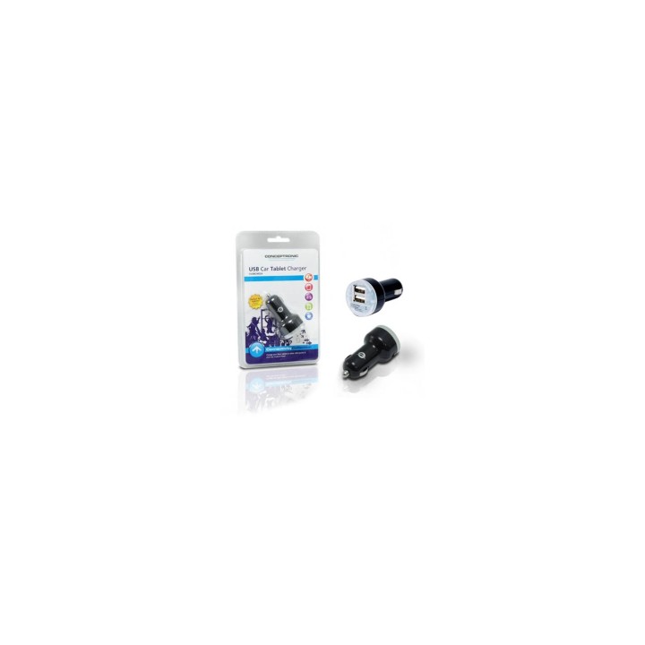 CARGADOR COCHE 2 PTOS USB CONCEPTRONIC NEGRO CUSBCAR2A