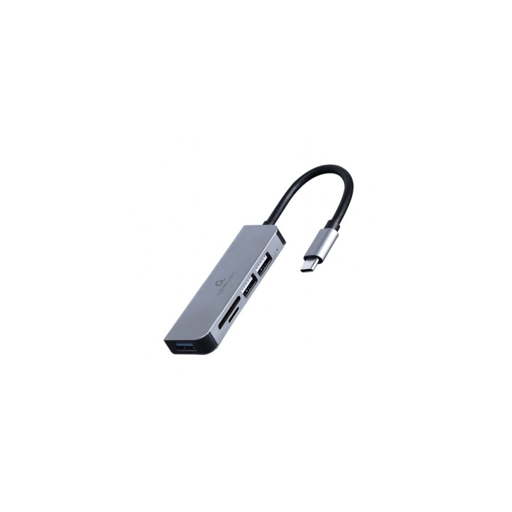 Gembird UHB-CM-CRU3P1U2P2-01 base para portátil y replicador de puertos Alámbrico USB 3.2 Gen 1 (3.1 Gen 1) Type-A Plata