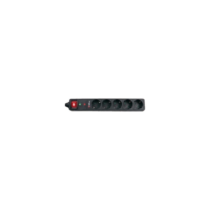 REGLETA RIELLO THUNDER 5 SHUKOS CON INTERRUPTOR ON/OFF NEGRO THUNDER 5002