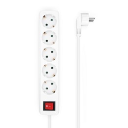 AISENS Base Multiple 5 Tomas con Interruptor con Cable 3Í—1.5mm2, Blanco, 1.4 m