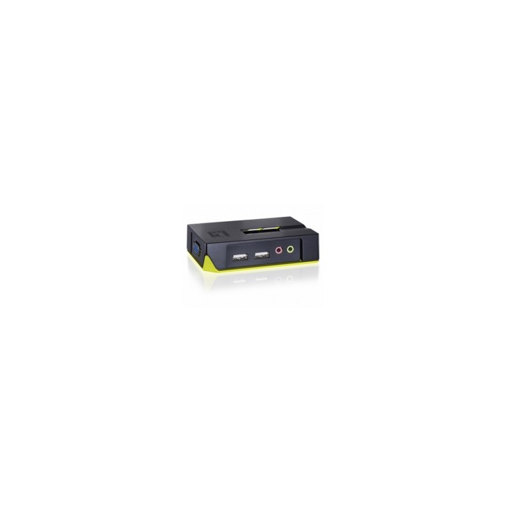 CONMUTADOR AUTOMATICO SOBREMESA LEVEL ONE V/T/M 1A2 CPUS USB CON AUDIO CABLES INCLUIDOS NEGRO KVM-0221