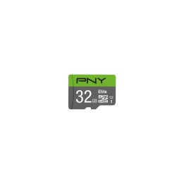 MEMORIA MICROSDHC PNY 32GB ELITE 100MB/S CON ADAPTADOR NEGRO VERDE GRIS P-SDU32GU185GW-GE