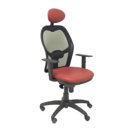 SILLA JORQUERA MALLA NEGRO CABECERO FIJO ASIENTO SIMILPIEL ROJO 15SNSPGRAC