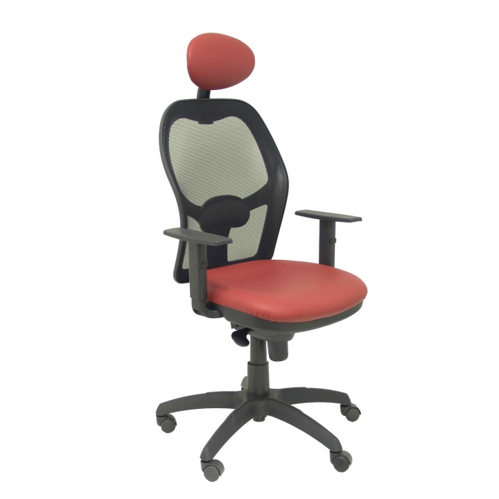 SILLA JORQUERA MALLA NEGRO CABECERO FIJO ASIENTO SIMILPIEL ROJO 15SNSPGRAC