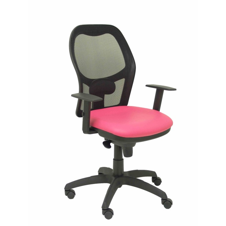 SILLA JORQUERA MALLA NEGRO ASIENTO SIMILPIEL ROSA 15SM840SP24B10