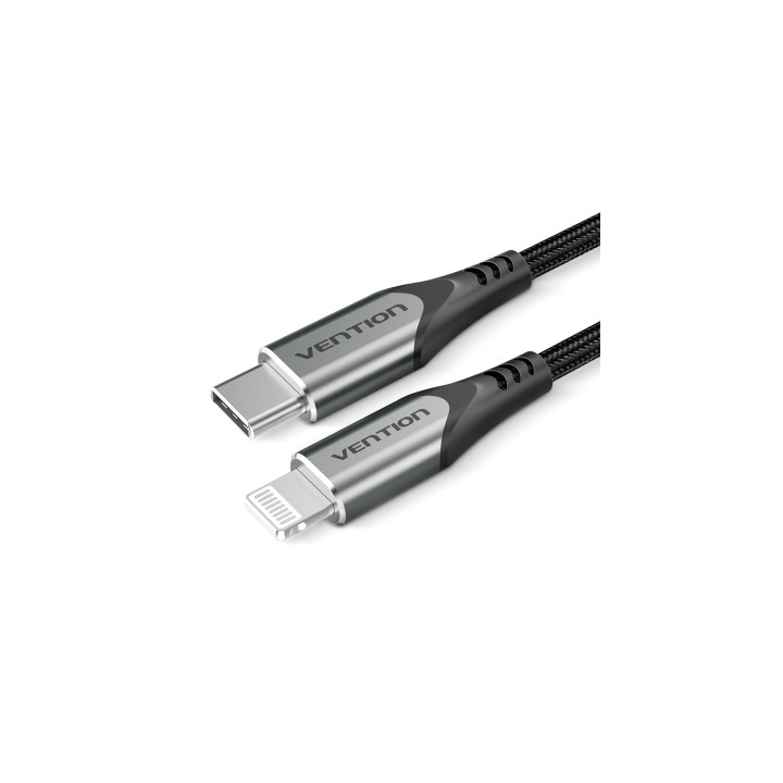 Vention Cable USB 2.0 Tipo-C Lightning TACHH/ USB Tipo-C Macho - Lightning Macho/ 2m/ Gris y Negro