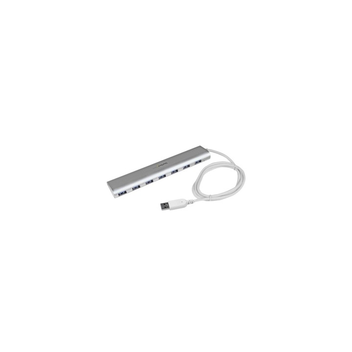 StarTech.com Concentrador USB 3.1 de 7 Puertos - Hub con Cable Incorporado - Plata Blanco