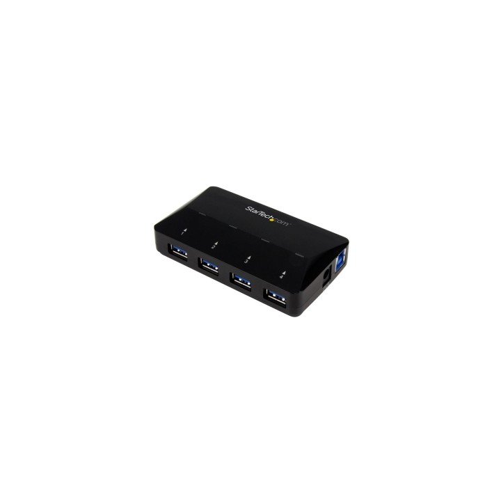 StarTech.com Concentrador USB 3.0 de 4 Puertos - Ladrón con Puertos de Carga y Sincronización - Hub con 1 Puerto de 2.4A