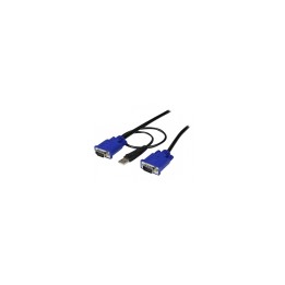 StarTech.com Cable KVM de 3m Ultra Delgado Todo en Uno VGA USB HD15 - 10ft Pies 2 en 1- Negro