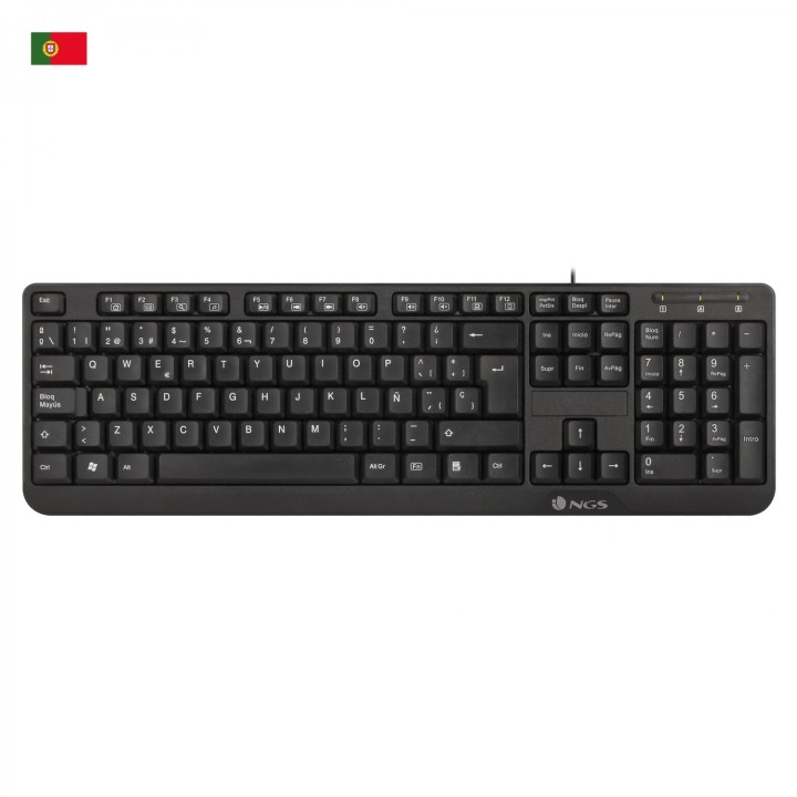 NGS FunkyV3, QWERTY, PT teclado USB Portugués Negro