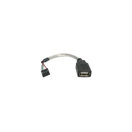 StarTech.com Cable de 15cm Adaptador Extensor USB 2.0 a IDC 4 pines - Conector a Placa Base - Hembra a Hembra gris