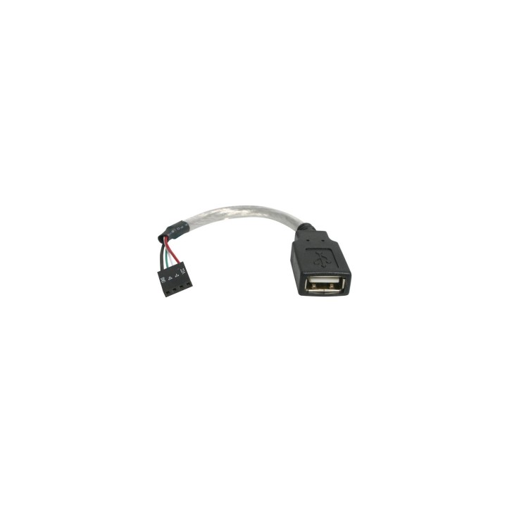 StarTech.com Cable de 15cm Adaptador Extensor USB 2.0 a IDC 4 pines - Conector a Placa Base - Hembra a Hembra gris