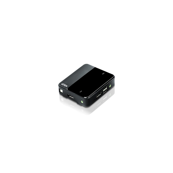 kvm Aten desktop 2 puertos usb 4k displayport 1.2 switch cables incluidos negro CS782DP-AT