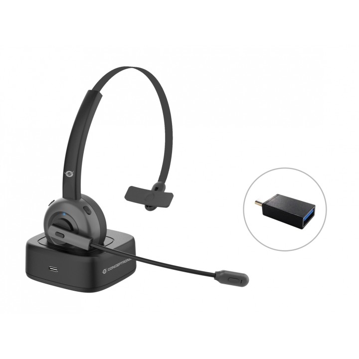 Conceptronic POLONA03BD auricular y casco Auriculares Inalámbrico Diadema Oficina/Centro de llamadas Bluetooth Base de carga