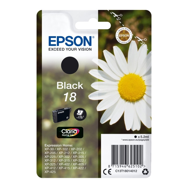 Cartucho Epson Daisy Cartucho 18 negro etiqueta RF C13T18014022