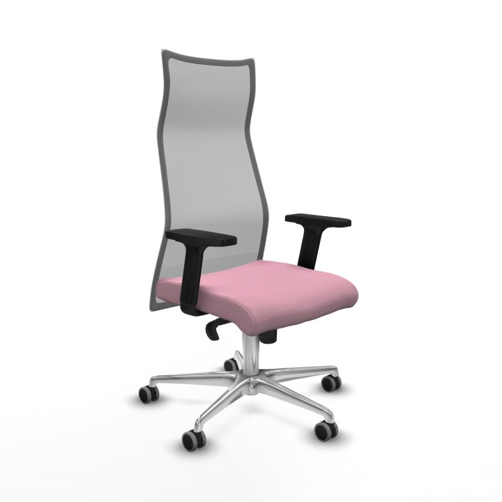 Piqueras y Crespo Albacete malla sincro malla gris bali rosa brazos 2D base aluminio ruedas 65mm engomadas